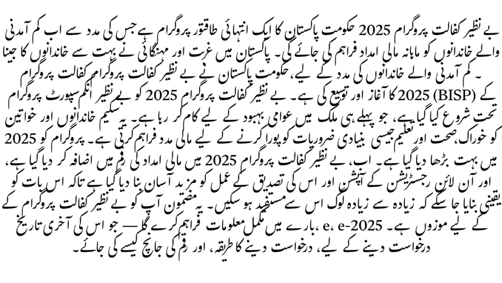 Benazir Kafaalat Program 2025: Comprehensive Guide to Registration, Eligibility & Payment Updates