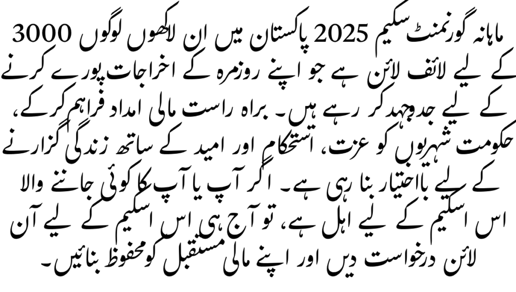 What is 3000 Monthly Government Scheme 2025 – The Ultimate Guide to Pakistan’s Supportive Income Plan